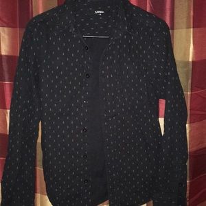 Black button up with arrow designs